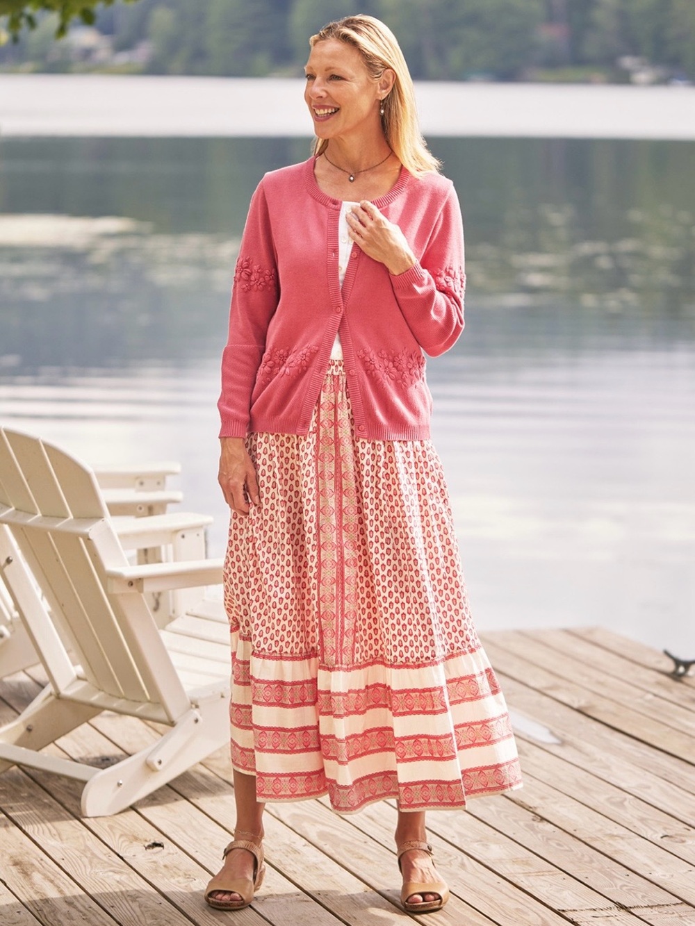 APRIL CORNELL Provence Skirt Ecru Pink XXL